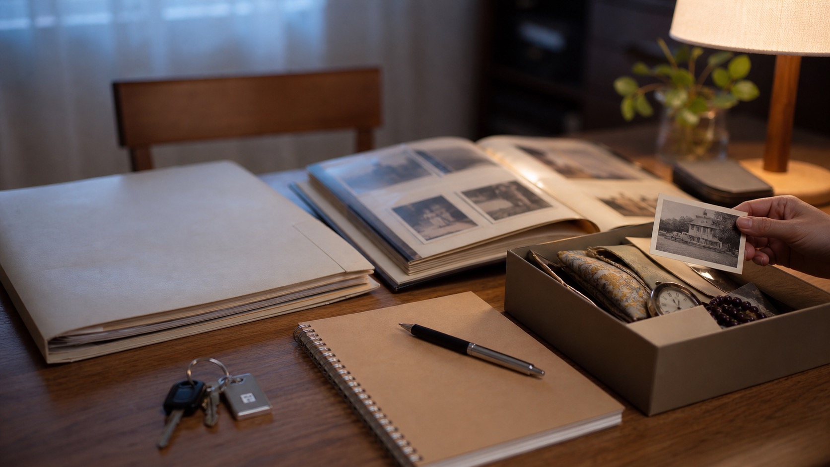 次の世代へ重荷を渡さないために思い出と書類を整理する机