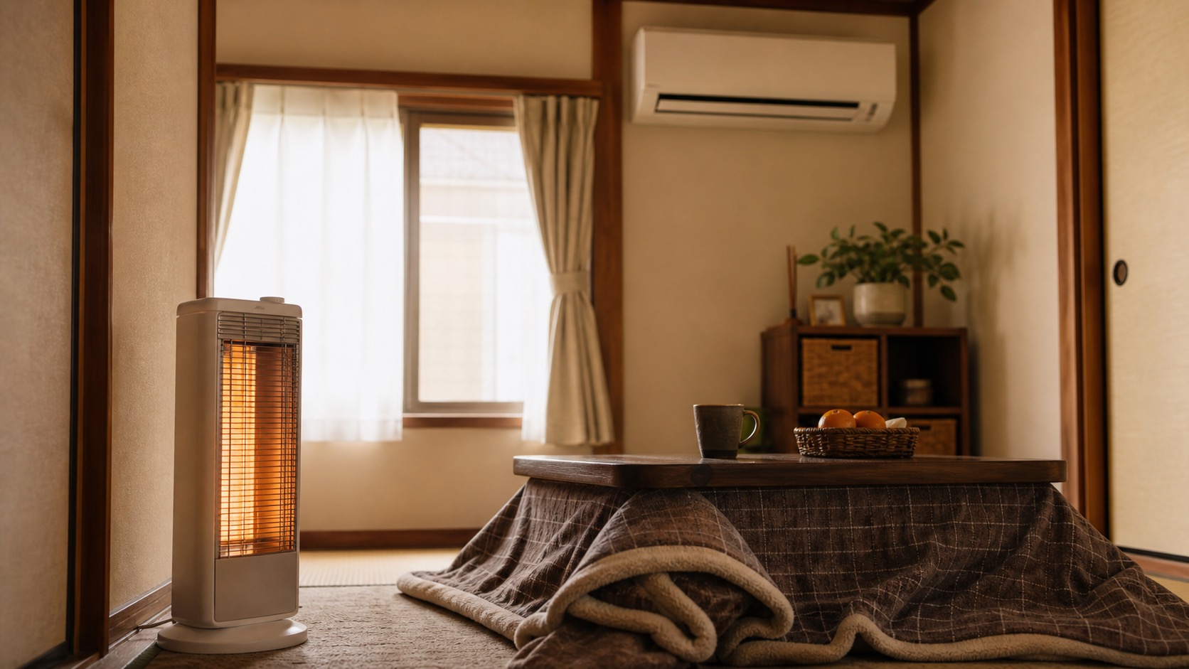 安全のため電気暖房とエアコンに見直した実家の部屋