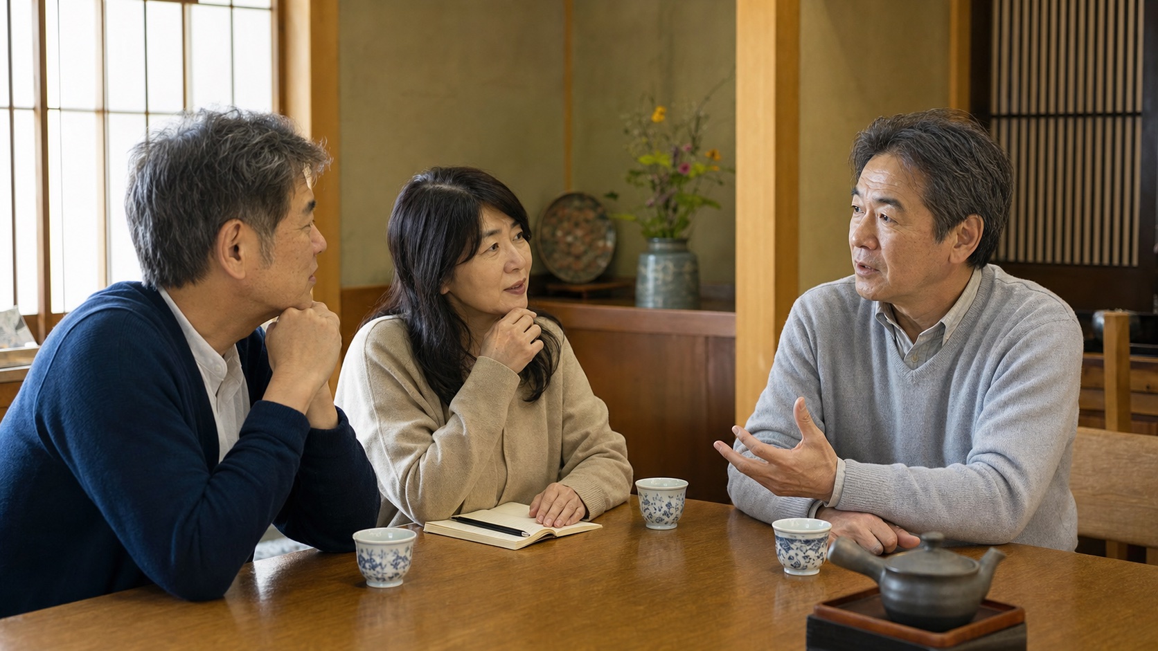 お盆や正月に同世代が実家問題について話す様子