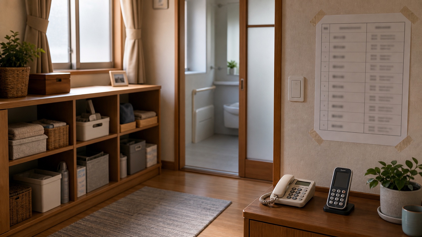 一人暮らしに向けて整えた離れの電話と緊急連絡先
