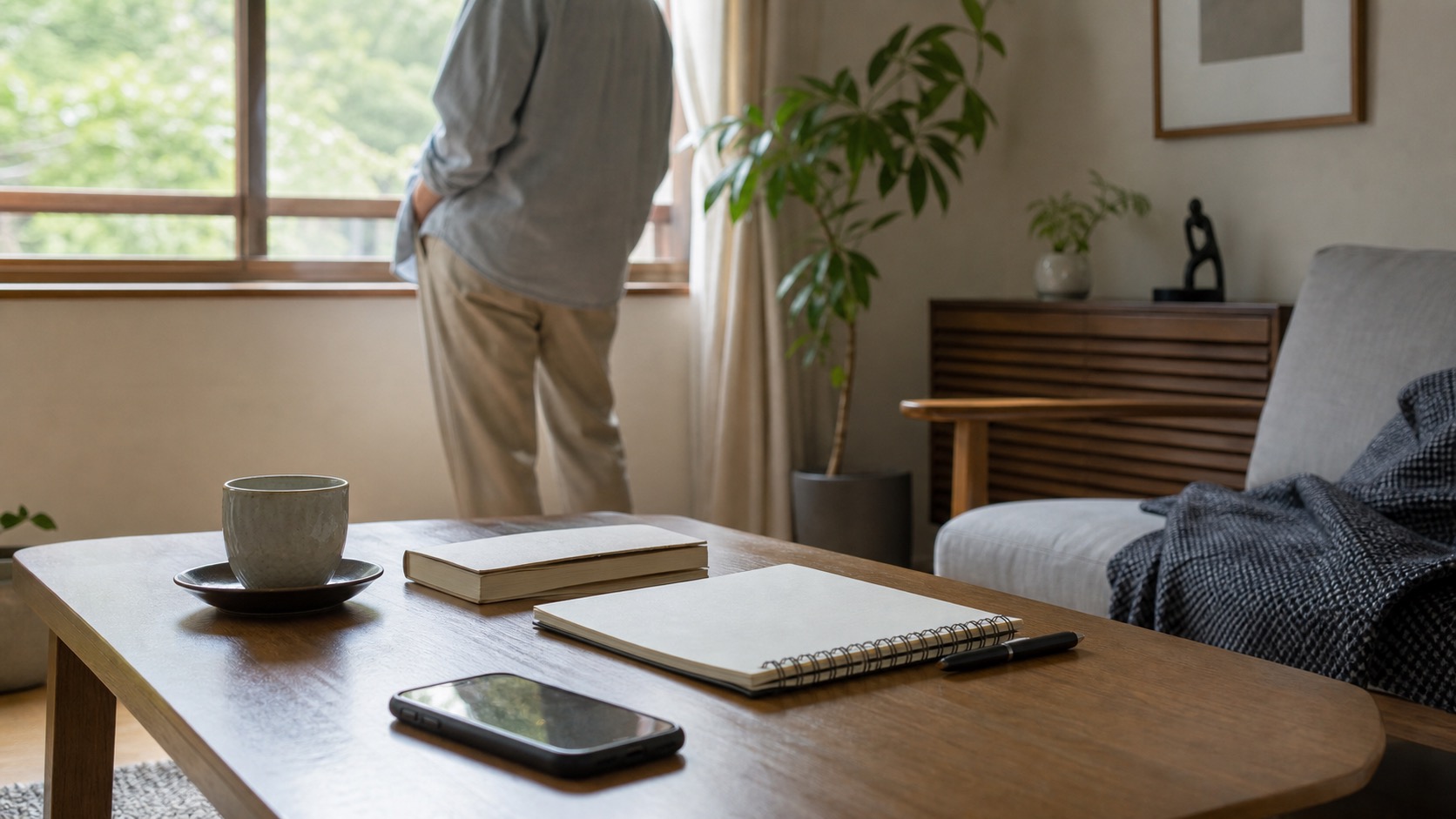 自由な時間を持て余すような静かなリビング