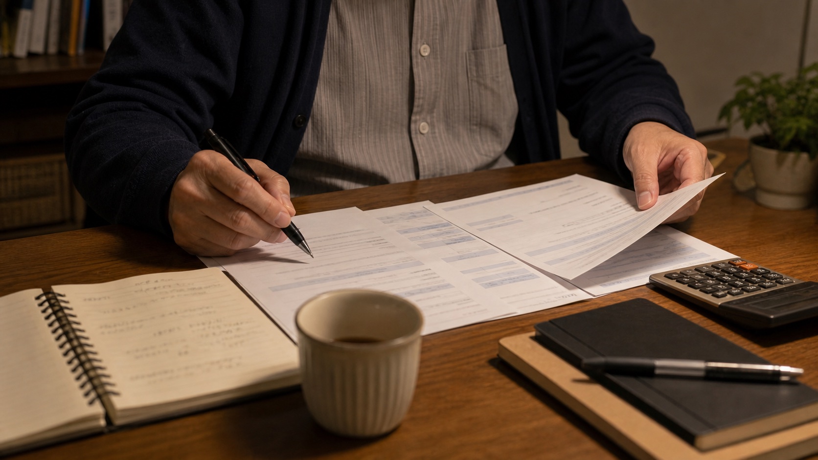 転職時の雇用条件や書類を確認する手元
