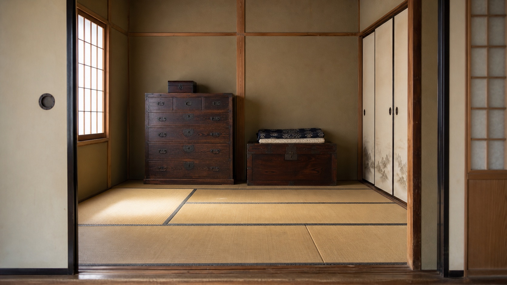 実家の片付けで後から判断する箪笥と長持を残した畳の部屋