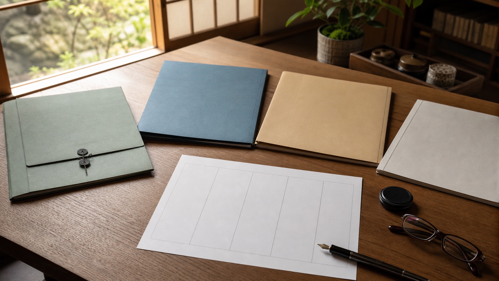 家族信託や後見制度の違いを整理する複数の書類フォルダ