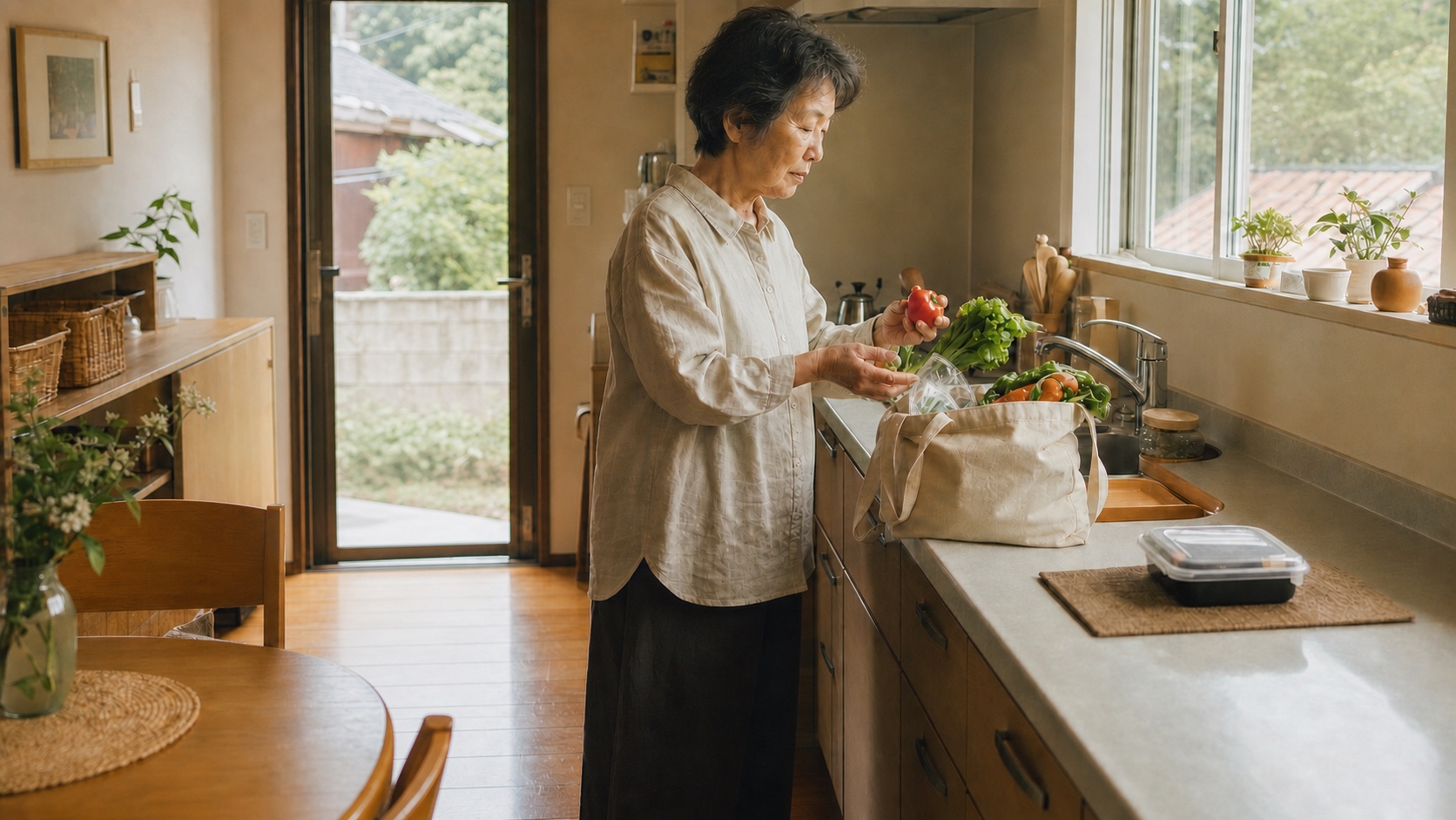 配食と買い物の支援を取り入れながら、母が自分で選ぶ暮らしを続ける離れの台所