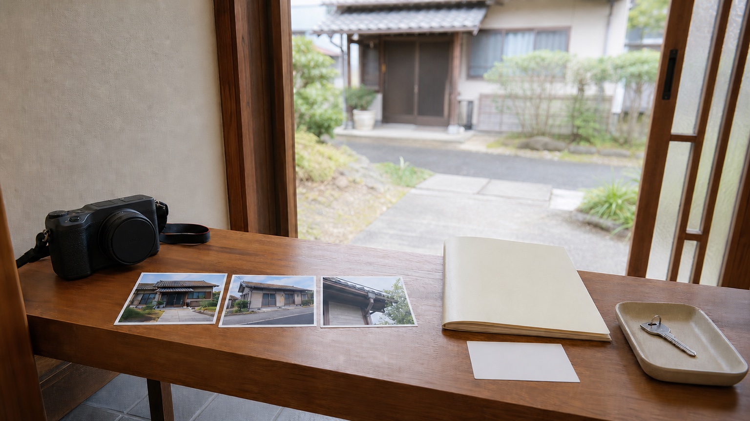 実家の台風前写真・保険書類・連絡先を玄関でそろえた状態