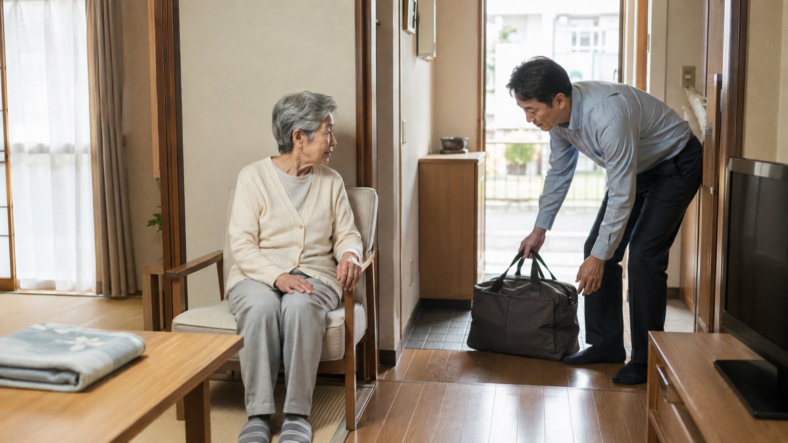 退院先の家で過ごし始める母と、歩く場所を整える50代後半の息子