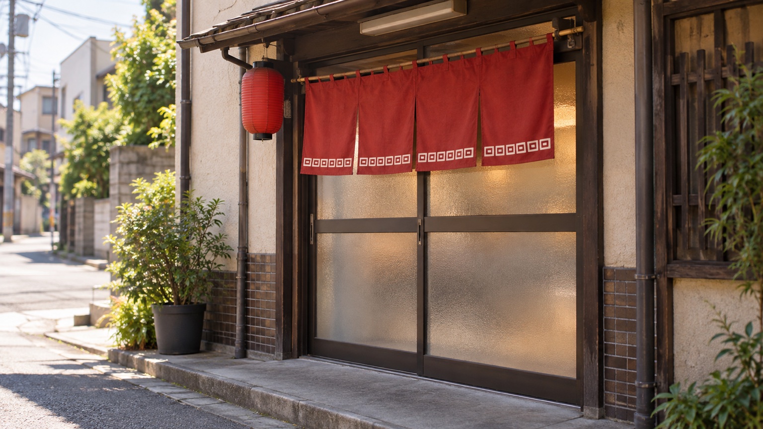 のれんの掛かった古い町中華の入口