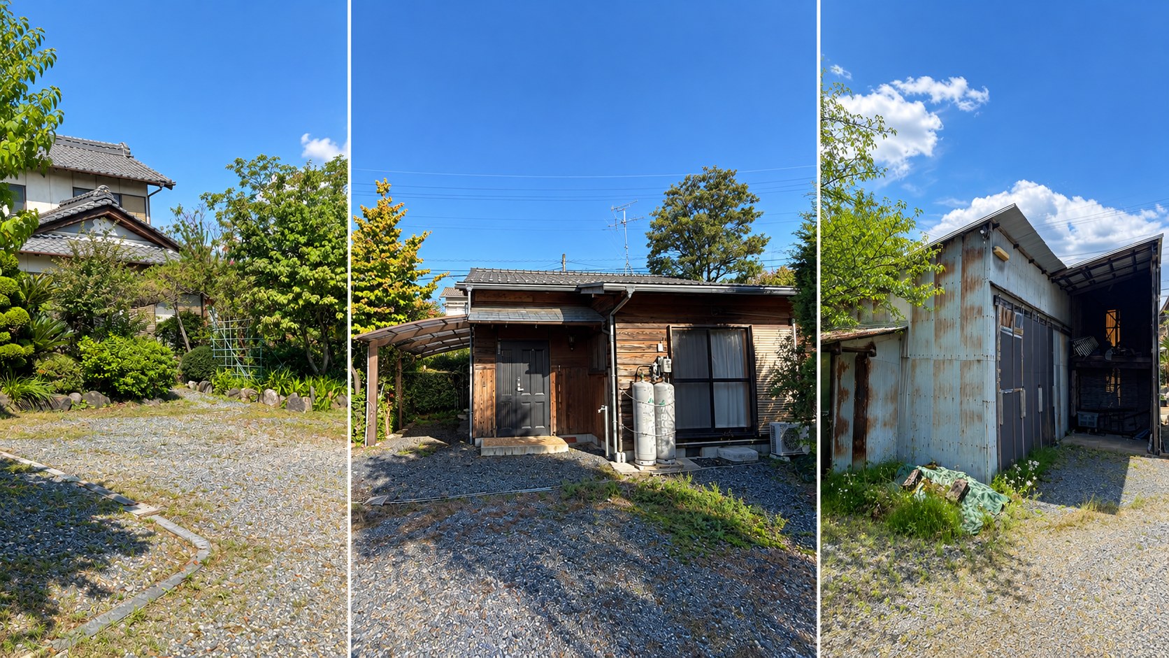 実家の本宅、離れ、大工小屋の写真